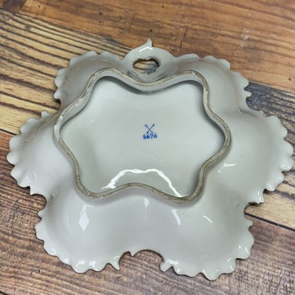 VINTAGE Kalk Porcelain Trinket/Candy Dish Flowers Gold Trim Crossed Arrows #6676 - Picture 5 of 8